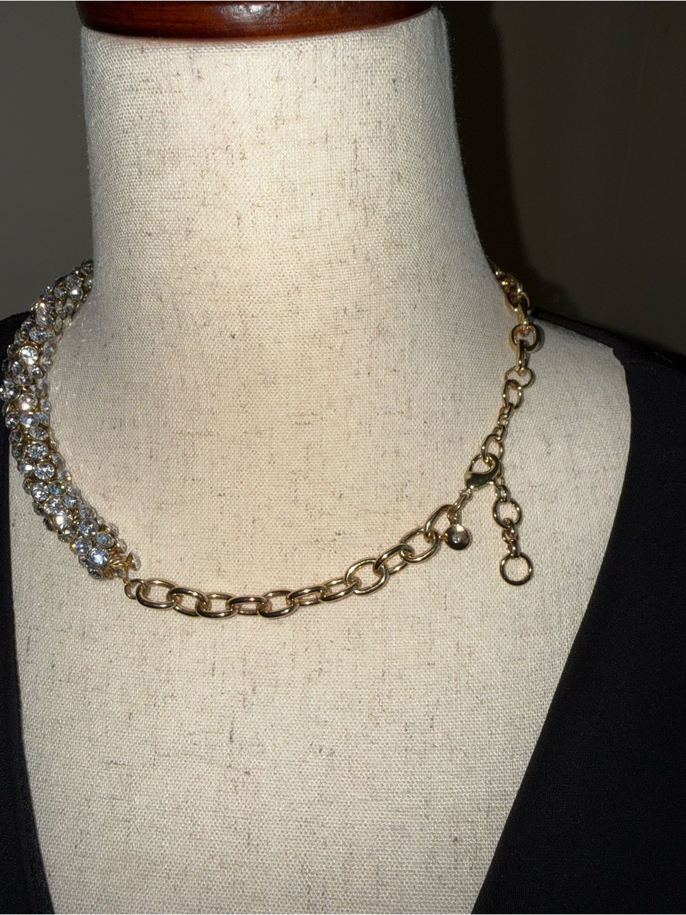 J. Crew Gold Tone Braided Crystal Necklace - Picture 2 of 3